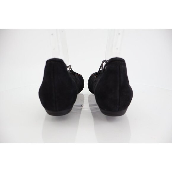 Earthies Essen Ballet Flats 7.5 B Cages Elastic Strap Black Suede Comfy Pointy - Picture 6 of 13